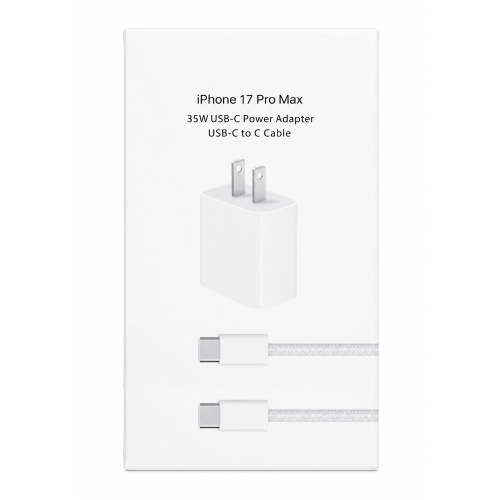 iPhone 17PM USB-C Wall Power Adapter with USB-C to USB-C Cable in Retail Packaging (35W)